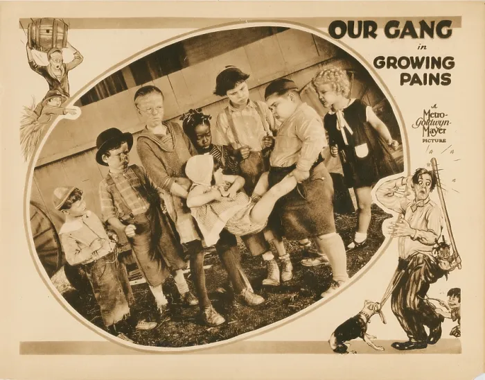 Framed Print : GROWING PAINS, lobbycard, Our Gang, from left: Bobby Wheezer Hutchins, Harry Spear, Jay R