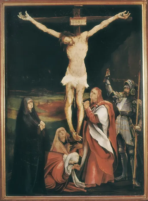 Framed Print : GRUNEWALD, Mathis Nithardt, called Matthias (1460-1528). The crucifixion of Jesus. 1508. Renaissance art. Painting. SWITZERLAND. Basel. Fine Arts Museum