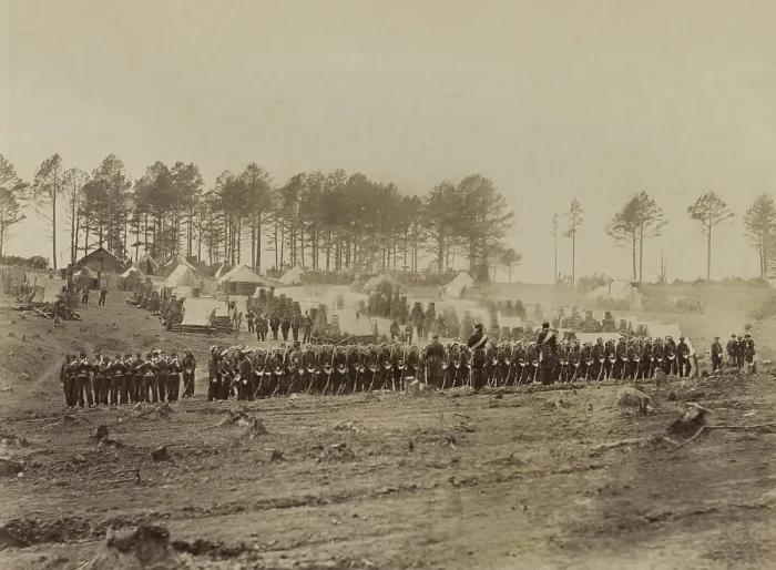 Framed Print : Guard mount at Camp of 114th Pennsylvania Volunteer Infantry, Brandy Station, Virginia, Feb. 1864 Framed Print : Guard mount at Camp of 114th Pennsylvania Volunteer Infantry, Brandy Station, Virginia, Feb. 1864