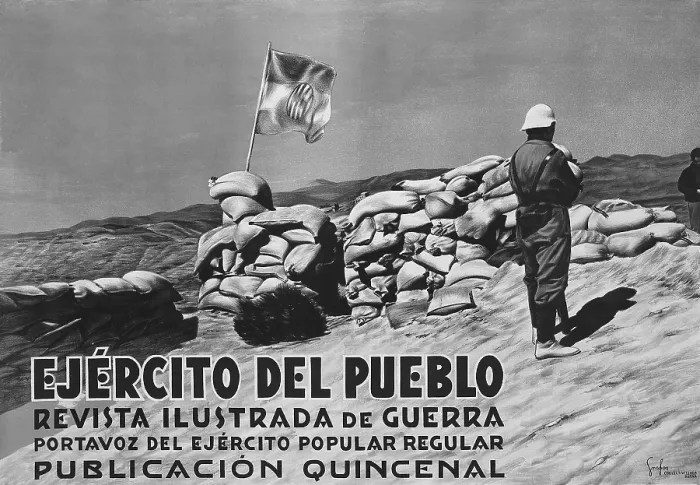 Framed Print : Guerra Civil Espaola (1936-1939). 'Revista Ejrcito del Pueblo'revista portavoz del Ejrcito Popular regular. Cartel realizado en Barcelona por Grafos. SPAIN. Salamanca