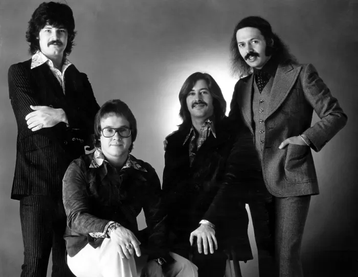 Framed Print : The Guess Who, (l-r) Burton Cummings, Garry Peterson, Bill Wallace, Domenic Troiano, ca. 1975.. Courtesy: CSU Archives  /  Everett Collection