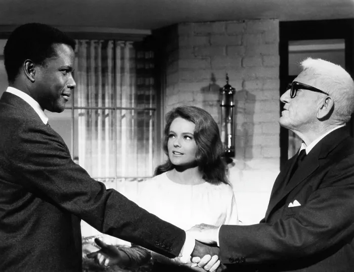 Framed Print : GUESS WHO'S COMING TO DINNER, Sidney Poitier, Katharine Houghton, Spencer Tracy, 1967