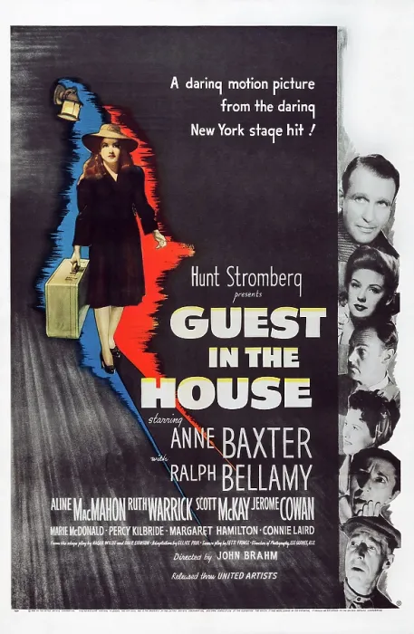 Framed Print : GUEST IN THE HOUSE, US poster art, left: Anne Baxter; right from top: Ralph Bellamy, Marie McDonald, Jerome Cowan, Ruth Warrick, Margaret Hamilton, Percy Kilbride, 1944