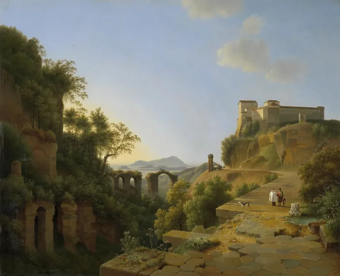 Framed Print : The Gulf of Naples with the Island of Ischia in the Distance, by Josephus Augustus Knip, 1818, Dutch painting, oil on canvas