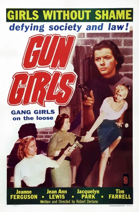 Framed Print : GUN GIRLS, US poster art, Eve Brent (left), 1957 Framed Print : GUN GIRLS, US poster art, Eve Brent (left), 1957