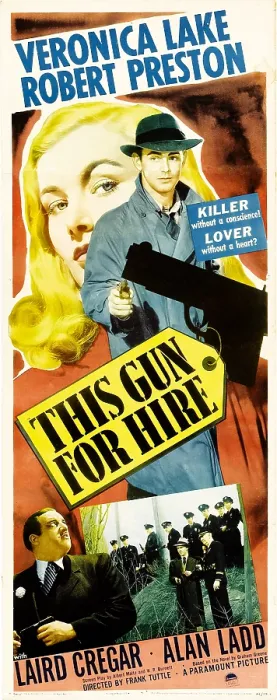 Framed Print : THIS GUN FOR HIRE, top from left: Veronica Lake, Alan Ladd, bottom left: Laird Cregar, 1942
