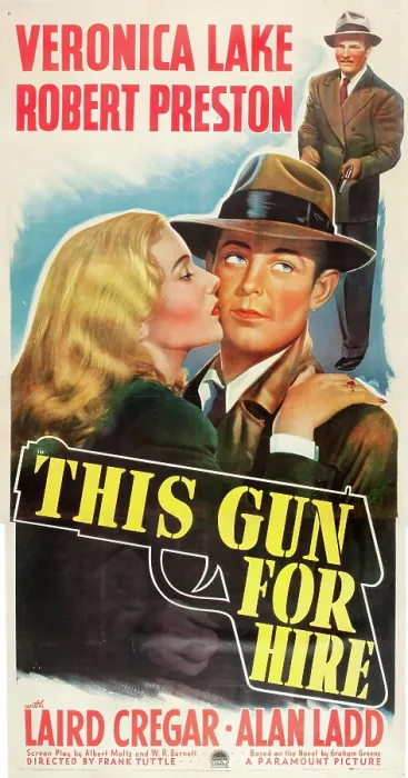 Framed Print : THIS GUN FOR HIRE, poster art: from left: Veronica Lake, Alan Ladd, Robert Preston, 1942 Framed Print : THIS GUN FOR HIRE, poster art: from left: Veronica Lake, Alan Ladd, Robert Preston, 1942