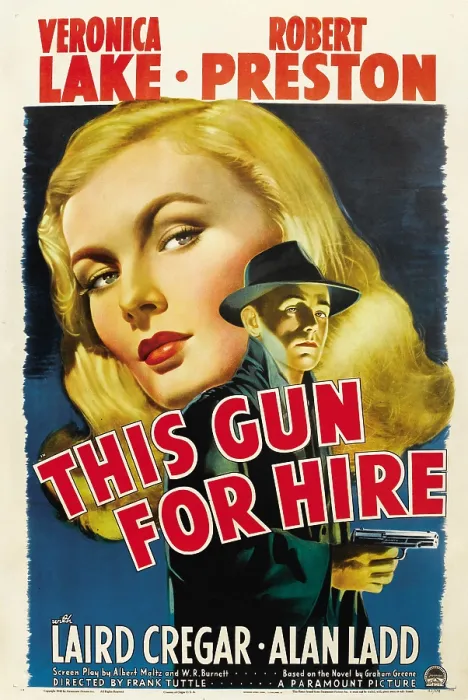 Framed Print : THIS GUN FOR HIRE, Veronica Lake, Alan Ladd, 1942, movie poster