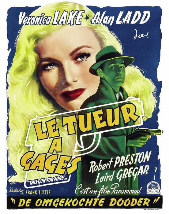 Framed Print : THIS GUN FOR HIRE, Veronica Lake, Alan Ladd, 1942, movie poster, French Framed Print : THIS GUN FOR HIRE, Veronica Lake, Alan Ladd, 1942, movie poster, French