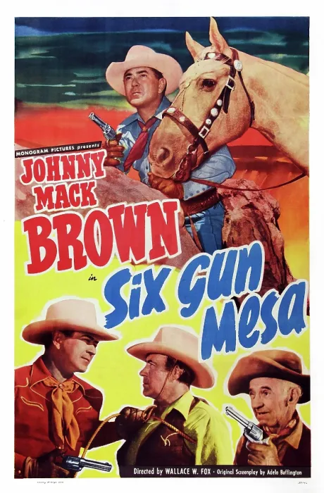 Framed Print : SIX GUN MESA, US poster art, top and bottom left: Johnny Mack Brown, 1950 Framed Print : SIX GUN MESA, US poster art, top and bottom left: Johnny Mack Brown, 1950
