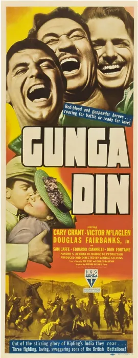 Framed Print : GUNGA DIN, top from left: bottom from left: Cary Grant, Victor McLaglen, Douglas Fairbanks, bottom from left: Douglas Fairbanks Jr. Joan Fontaine, 1939