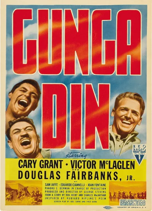 Framed Print : GUNGA DIN, left from top: Cary Grant, Victor McLaglen, right: Douglas Fairbanks, Jr. on midget window card, 1939 Framed Print : GUNGA DIN, left from top: Cary Grant, Victor McLaglen, right: Douglas Fairbanks, Jr. on midget window card, 1939