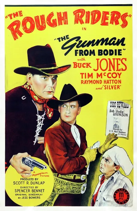 Framed Print : THE GUNMAN FROM BODIE, US poster art, from left: Buck Jones, Tim McCoy, Raymond Hatton, 1941