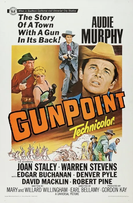 Framed Print : GUNPOINT, l-r: Audie Murphy, Joan Staley on poster art, 1966