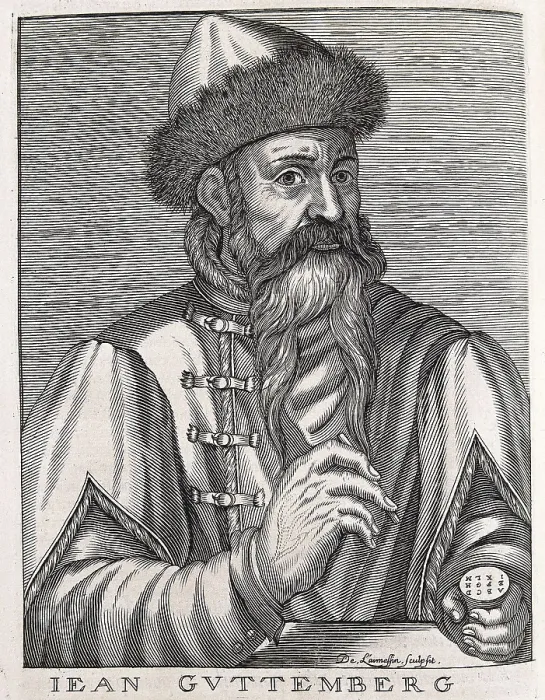 Framed Print : Gutenberg, Johannes Gensfleich (c.1400-1468). Portrait of Gutenberg. Engraving. SPAIN. Madrid. National Library. AISA / Everett Collection**US SALES ONLY**