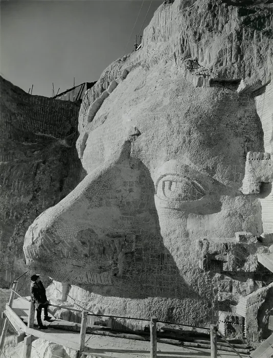 Framed Print : Gutzon Borglum inspects Thomas Jefferson's face at Mount Rushmore, ca. 1935. Photo by Charles d'Emery. (BSLOC_2013_8_256) Framed Print : Gutzon Borglum inspects Thomas Jefferson's face at Mount Rushmore, ca. 1935. Photo by Charles d'Emery. (BSLOC_2013_8_256)