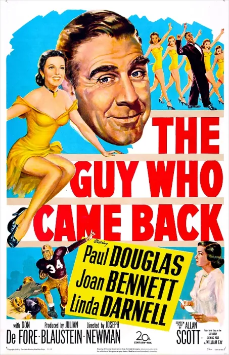 Framed Print : THE GUY WHO CAME BACK, US poster, Paul Douglas (top center), Linda Darnell (left of Paul Douglas), Joan Bennett (bottom right), 1951