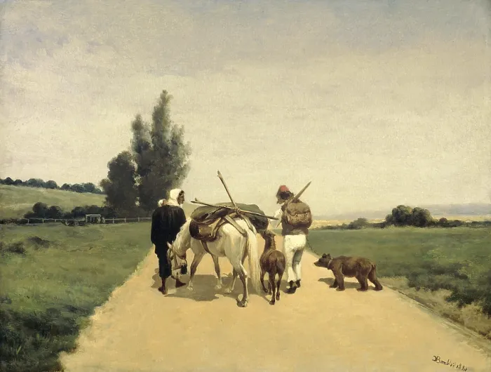 Framed Print : Gypsies on the Road, by Karel Frederik Bombled, 1881, Dutch painting, oil on panel