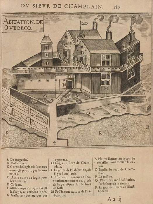 Framed Print : The Habitation at Quebec was primarily a warehouse for the French traders of the Compagnie des Marchands