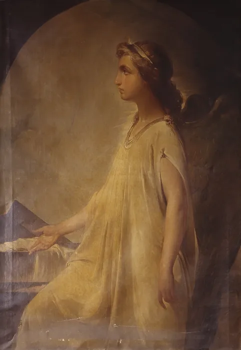 Framed Print : Half-length Archangel, by Andrea Tagliabue, 1857, 19th Century, oil on canvas. - Italy, Lombardy, Milan, Brera Academy of Fine Arts. Whole artwork view Framed Print : Half-length Archangel, by Andrea Tagliabue, 1857, 19th Century, oil on canvas. - Italy, Lombardy, Milan, Brera Academy of Fine Arts. Whole artwork view
