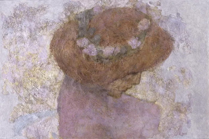 Framed Print : Hall of the Sturgeon, by Cesare Laurenti, 1905, 20th century, fresco - Italy, Veneto, Padua, Liviano Palace. Detail. Female head from the side, with flower wreath