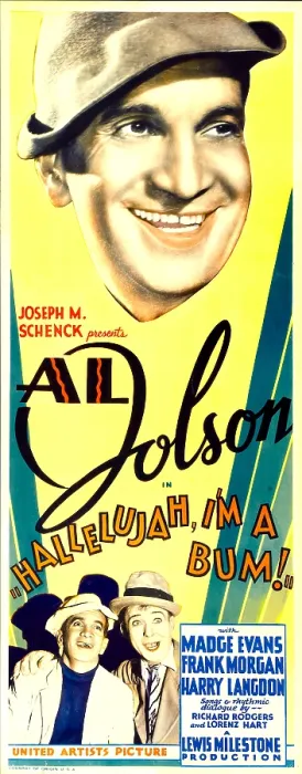 Framed Print : HALLELUJAH I'M A BUM, top: Al Jolson, bottom from left: Al Jolson, Harry Langdon, 1933