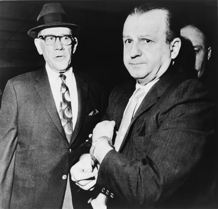 Framed Print : Handcuffed Jack Ruby, killer of JFK assassin Lee Harvey Oswald, escorted by Dallas County Sheriff Bill Decker, to a sanity evaluation, Dallas, Texas. 1963