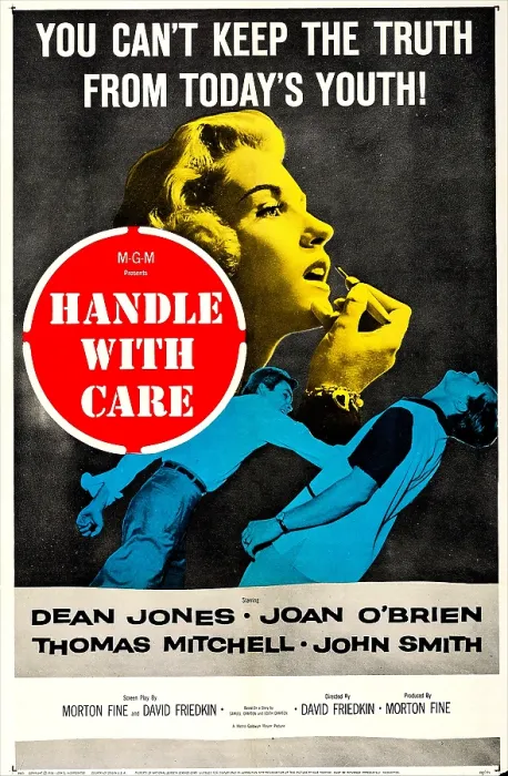 Framed Print : HANDLE WITH CARE, US poster, top: Joan O'Brien, bottom left: Dean Jones on poster art, 1958