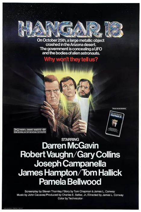 Framed Print : HANGAR 18, US poster, Darren McGavin (far left), Tom Hallick (second left), 1980, Sunn Classic Pictures / courtesy Everett Collection Framed Print : HANGAR 18, US poster, Darren McGavin (far left), Tom Hallick (second left), 1980, Sunn Classic Pictures / courtesy Everett Collection