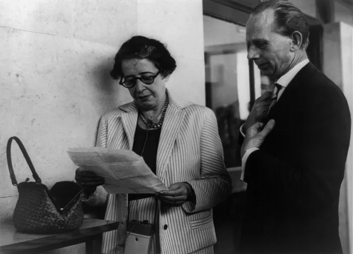 Framed Print : Hannah Arendt with a fellow reporter