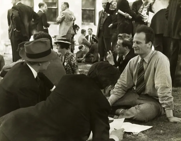 Framed Print : Hans Bethe, being interviewed by journalists in the late 1930s Framed Print : Hans Bethe, being interviewed by journalists in the late 1930s