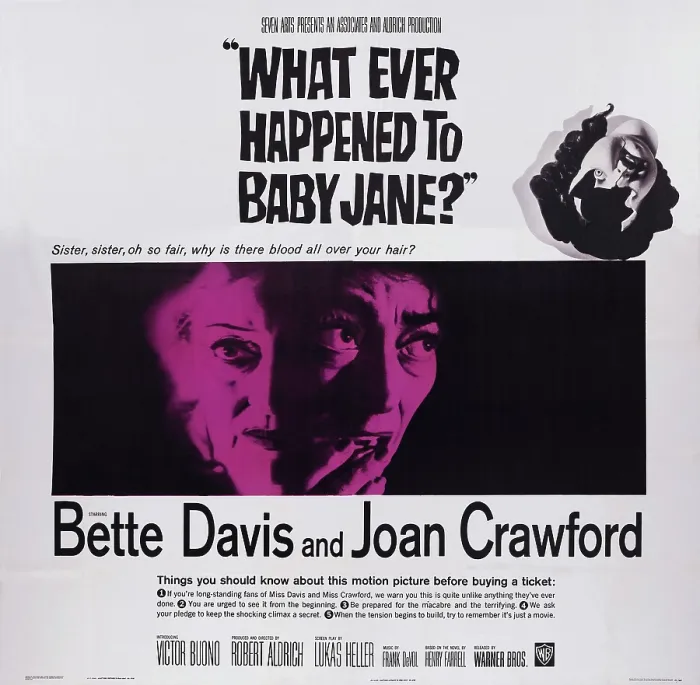 Framed Print : WHAT EVER HAPPENED TO BABY JANE?, US poster art, from left: Bette Davis, Joan Crawford, 1962