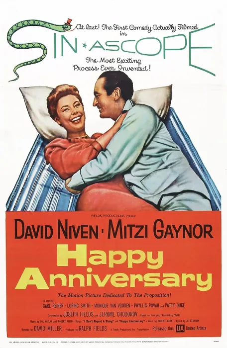 Framed Print : HAPPY ANNIVERSARY, from left: Mitzi Gaynor, David Niven, 1959
