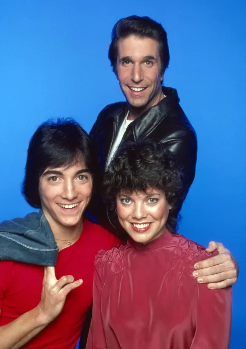 Framed Print : HAPPY DAYS, from left, Scott Baio, Henry Winkler, Erin Moran, 1974-84 (1982 photo)