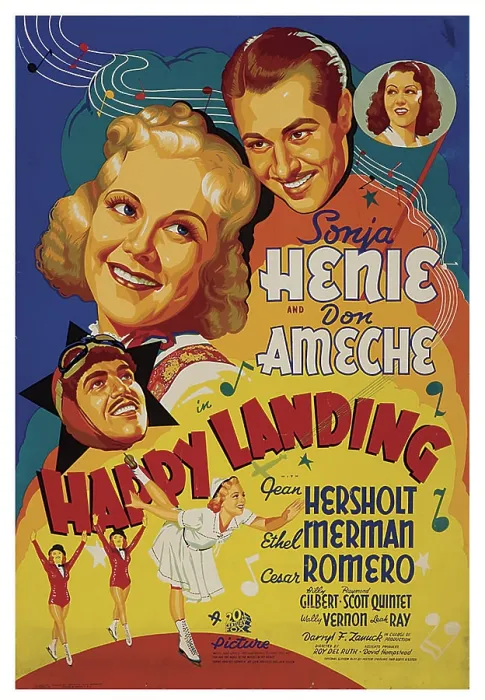 Framed Print : HAPPY LANDING, top from left: Cesar Romero, Sonja Henie, Don Ameche, Ethel Merman, bottom: Sonja Henie, 1938, TM and Copyright 20th Century Fox Film Corp Framed Print : HAPPY LANDING, top from left: Cesar Romero, Sonja Henie, Don Ameche, Ethel Merman, bottom: Sonja Henie, 1938, TM and Copyright 20th Century Fox Film Corp