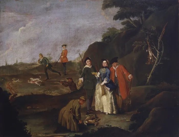 Framed Print : Hare Hunting (Caccia alla lepre), by Pietro Longhi, 1755-1760, 18th Century, oil on canvas - Italy, Veneto, Venice, Querini Stampalia Foundation. Whole artwork view