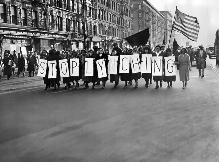 Framed Print : Harlem protests the Scottsboro verdict as a L-Y-N-C-H-I-N-G