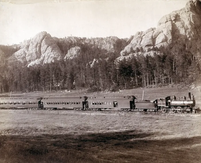 Framed Print : Harney Range. Burlington and Missouri River. Ry. near Custer City, South Dakota. photo by John C. Grabill, 1891