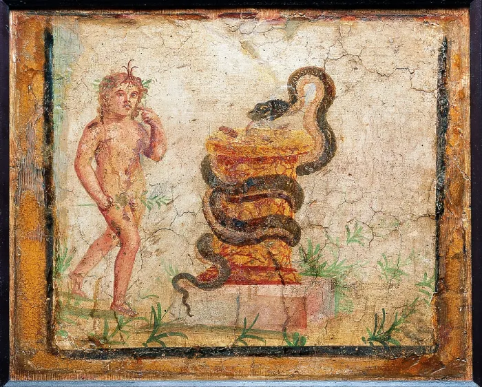 Framed Print : Harpocrates, Genius Huius Loci, by unknown artist, 45-79, 1st Century A.D. ripped fresco, 40 x 50 cm - Italy, Campania, Naples, National Archaeological Museum, Room LXXV, inv Framed Print : Harpocrates, Genius Huius Loci, by unknown artist, 45-79, 1st Century A.D. ripped fresco, 40 x 50 cm - Italy, Campania, Naples, National Archaeological Museum, Room LXXV, inv