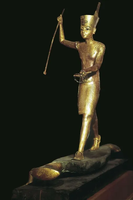 Framed Print : The Harpooner. ca. 1340 BC. This work was part of the Treasure of Tutankhamun, Pharaoh of the 18th dynasty. Egyptian art. New Kingdom. Jewelry. EGYPT. Cairo. Egyptian Museum