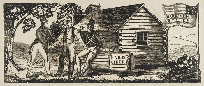 Framed Print : Harrison & Tyler campaign emblem cartoon. 1840