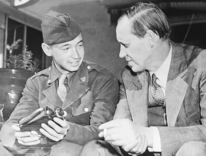 Framed Print : Harry Hopkins and Cpl. Robert Hopkins at Casablanca, French Morocco, Jan. 30, 1943. Robert was a battle photographers with the Operation Torch, the Allied North African campaign Framed Print : Harry Hopkins and Cpl. Robert Hopkins at Casablanca, French Morocco, Jan. 30, 1943. Robert was a battle photographers with the Operation Torch, the Allied North African campaign
