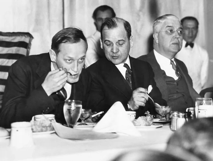 Framed Print : Harry Hopkins dining and smoking with politicians in May, 1935. L-R: Harry Lyman Davis, Mayor of Cleveland; Stanley Orr; Harry Hopkins. (CSU_2015_9_1253) Framed Print : Harry Hopkins dining and smoking with politicians in May, 1935. L-R: Harry Lyman Davis, Mayor of Cleveland; Stanley Orr; Harry Hopkins. (CSU_2015_9_1253)