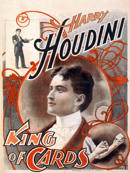 Framed Print : Harry Houdini, King of Cards poster, c.1895