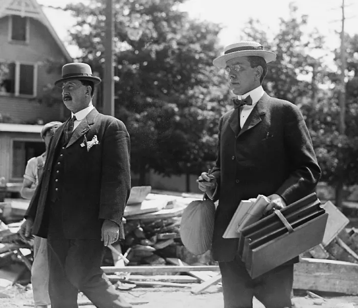 Framed Print : Harry Thaw (1871-1947), murderer of Stanford White, with unidentified gentleman, possibly one of his lawyers. Ca. 1907-1909. Thaw was portrayed by Robert Joy in RAGTIME, 1981 Framed Print : Harry Thaw (1871-1947), murderer of Stanford White, with unidentified gentleman, possibly one of his lawyers. Ca. 1907-1909. Thaw was portrayed by Robert Joy in RAGTIME, 1981