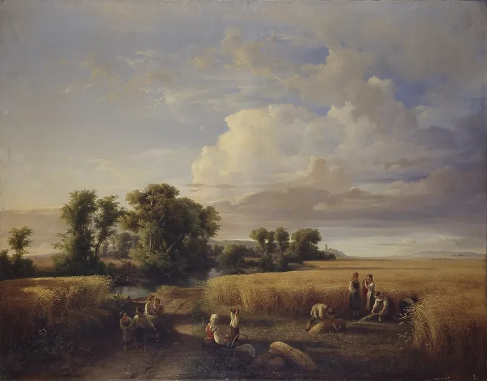 Framed Print : The harvest, by Carlo Mark Senior, 1850, 19th Century, oil on canvas - Italy, Lombardy, Milan, Brera Collection. Whole artwork view