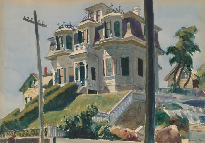 Framed Print : Haskell's House, by Edward Hopper, 1924, American painting, watercolor over graphite drawing