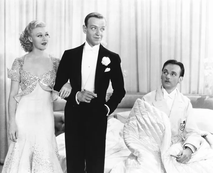 Framed Print : TOP HAT, from left: Ginger Rogers, Fred Astaire, Erik Rhodes, 1935