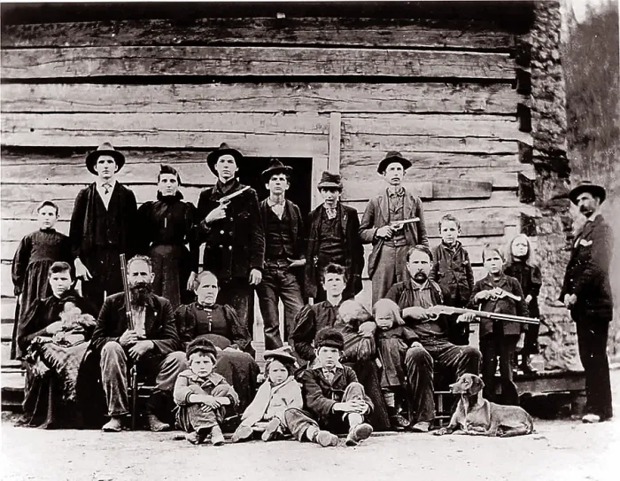 Framed Print : Hatfield Clan in 1897. Their feud with the McCoy's in rural West Virginia-Kentucky backcountry lasted from 1865 to 1901
