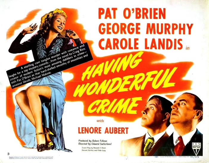 Framed Print : HAVING WONDERFUL CRIME, from left, Carole Landis, George Murphy, Pat O'Brien, 1945